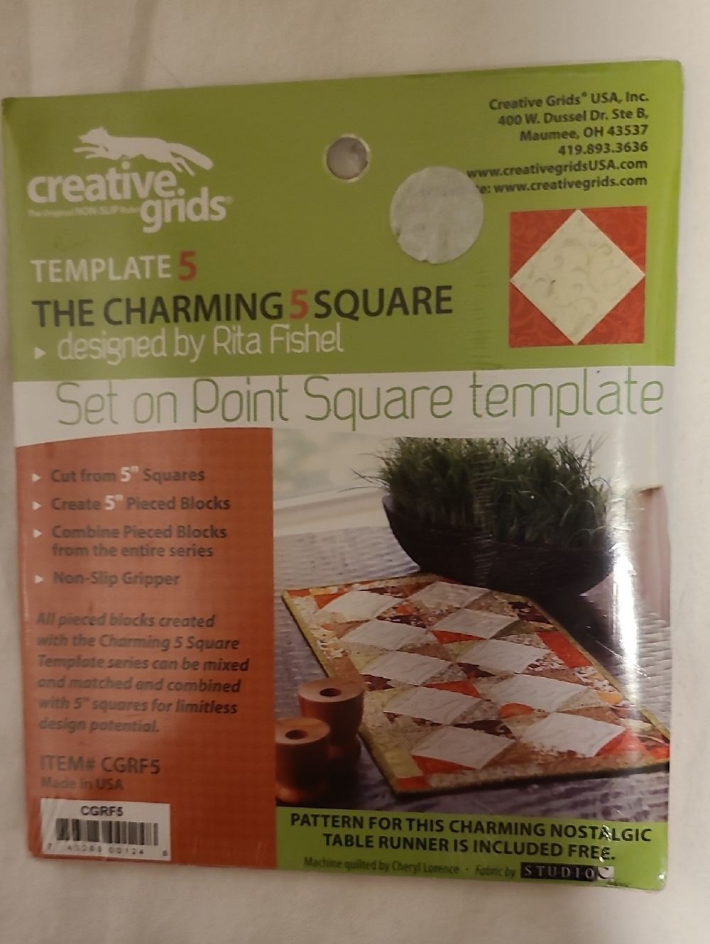 Creative Grids Charming Square Set On Point Template Quilting Sewing Block